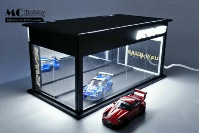 MC Hobby 1:64 Garaje Acrílico Iluminación LED Diorama Modelo Coche Showrooms RWB Foto 1 de 4
