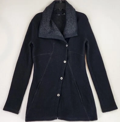 Chaqueta Prana Mujer XSmall Abrigo Negro Carbón Milana Texturizado Tejido Mezcla Lana Foto 1 de 4