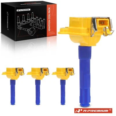 Bobina de ignição amarela 4 peças para VW Passat Golf Audi A4 A8 Quattro 1.8L 3.7L 4.2L - Imagem 1 de 4