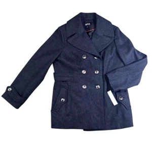 APT9 Womens Peacoat XL Charcoal Wool Blend Double Breasted Winter Coat Jacket - Picture 1 of 12