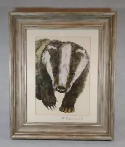 Kevin Wood BADGER Print ~ Signed ~ Framed ~ Length 46cm x Width 38cm - Picture 1 of 9