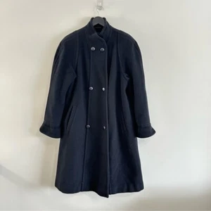 Vintage Petite Mademoiselle 80s Virgin Wool Black Coat Size 38 Large W Germany - Bild 1 von 15