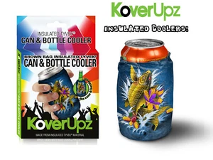 Insulated Can & Bottle Cooler Drink Cooler KOI FISH Hobo Art Chic Koozie Hugger - Picture 1 of 5