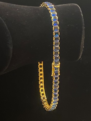 VALENTINO Splendido Bracciale Tennis Unisex Forma Principessa Zaffiro Blu 14 20 Cts Oro 14K