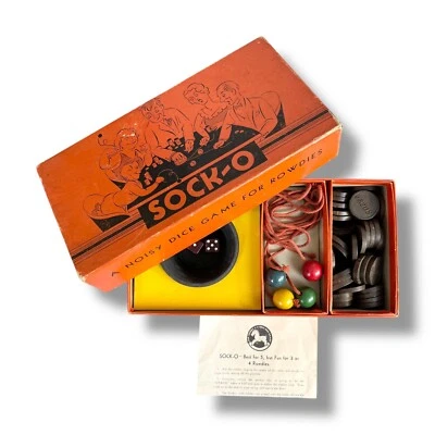 SOCK-O A Vintage Dice Game for Rowdies, 1940 Vintage, Complete in Original Box - Image 1 of 4