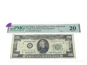 Pre 57 - 1950A - $20 Federal Reserve Note New York, Green Seal, PMG 20, VF (#18) - Picture 1 of 2