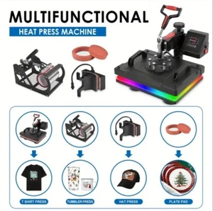 Heat Press Machine For T-shirts, Hats, Cups, Plates With 360° Swing Arm - Picture 1 of 11
