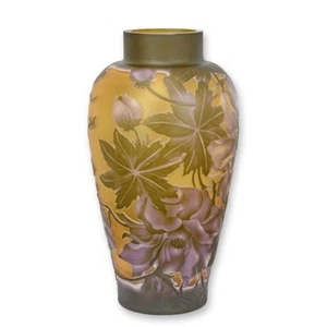 Glas Cameo Baluster Vase Natur PEONY PFINGSTROSE grün Deko EJA3017.2 - Bild 1 von 1