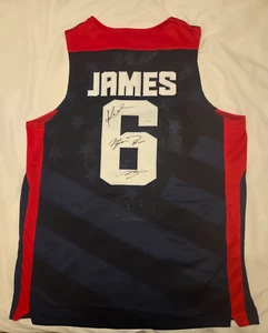 2012 USA OLYMPI C JERSEY LeBron James #6 W/AUTO MICHAEL JORDAN & KOBE BRYANT - Picture 1 of 4