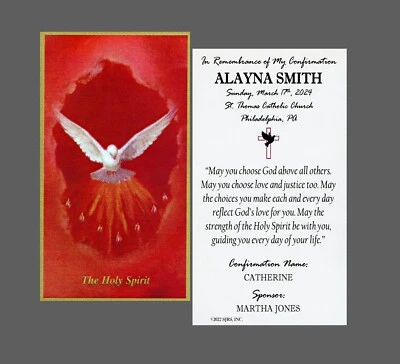 My Confirmation 1 (girl) - Personalized Laminated Prayer Cards - Pack of 35 - Image 1 of 3