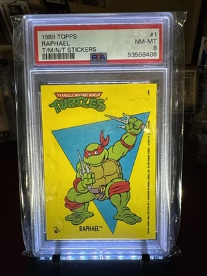 Tarjeta adhesiva 1989 Topps TMNT Ninja Turtles #1 Raphael PSA 8 Foto 1 de 2