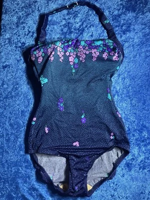 Винтажный купальник Sirena размер 8 темно-синий цветочный дефект читать!!  - Изображение 1 из 4
