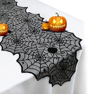Halloween Table Runner - Black Lace Spider Web Table Runners Decor Vivid - Picture 1 of 11