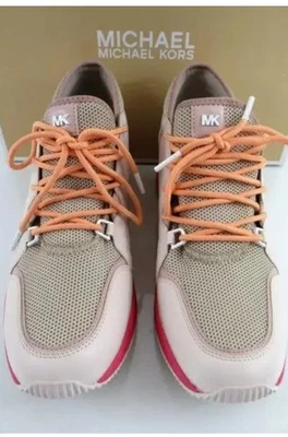 Michael Kors Christa Trainer Wedge Sneakers Pink/beige Size 8.5 - Image 1 of 4