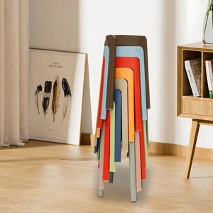 Plastic Stool Counter Kitchen Stools 18'' Set of 4 Backless Stackable Bar Stools - Picture 1 of 22