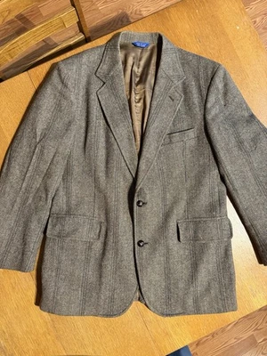 Vintage Pendleton Blazer Mens 44L Herringbone Tweed Wool Jacket USA Repaired - Image 1 of 4