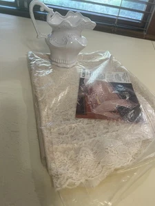 Alençon Lace Tablecloth Ivory 60" x 84" Oblong Elegant Floral Scroll NIP - Picture 1 of 6