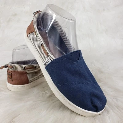 TOMS Navy Blue White Stripe Boat Deck Shoes Youth Size US 4 EUR 36 - Image 1 of 4