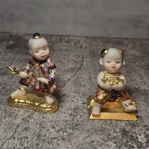 2 Sirin Thai Fine Porcelain Figuren Miniaturen Puppe Thailand Gold Hanuman 3" - Bild 1 von 9