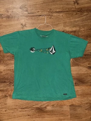 Volcom Shirt Mens XL Green Slim Fit Graphic Tee Differential Equations Skate Y2k - Image 1 of 4