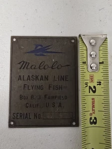 Rare Malolo Flying Fish Alaska Line Matson Line Brass Nameplate Badge Emblem - Picture 1 of 4