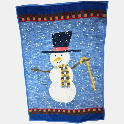 Biederlack Snowman Throw Blanket htf Virgin Acrylic 50x70 Soft Germany Holiday - Image 1 of 4