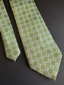 Jos A Bank 100% Silk Green White Squares Grid Mens Neck Tie 60"L 3.5”W - Picture 1 of 20
