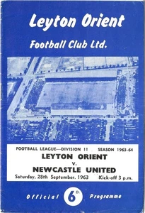 Football Programme LEYTON ORIENT v NEWCASTLE UNITED Sept 1963 - Picture 1 of 1