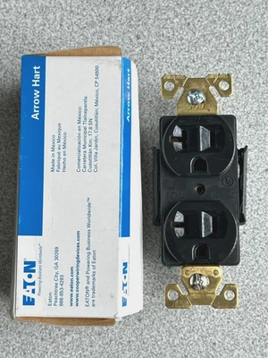 NEW Eaton Arrow Hart AH5362BK Industrial Duplex Receptacle 125V 20A BLACK - Image 1 of 3
