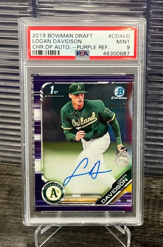 2019 Bowman Chrome Logan Davidson 1st Rookie Purple Refractor Auto #d /250 PSA 9 - Image 1 of 1