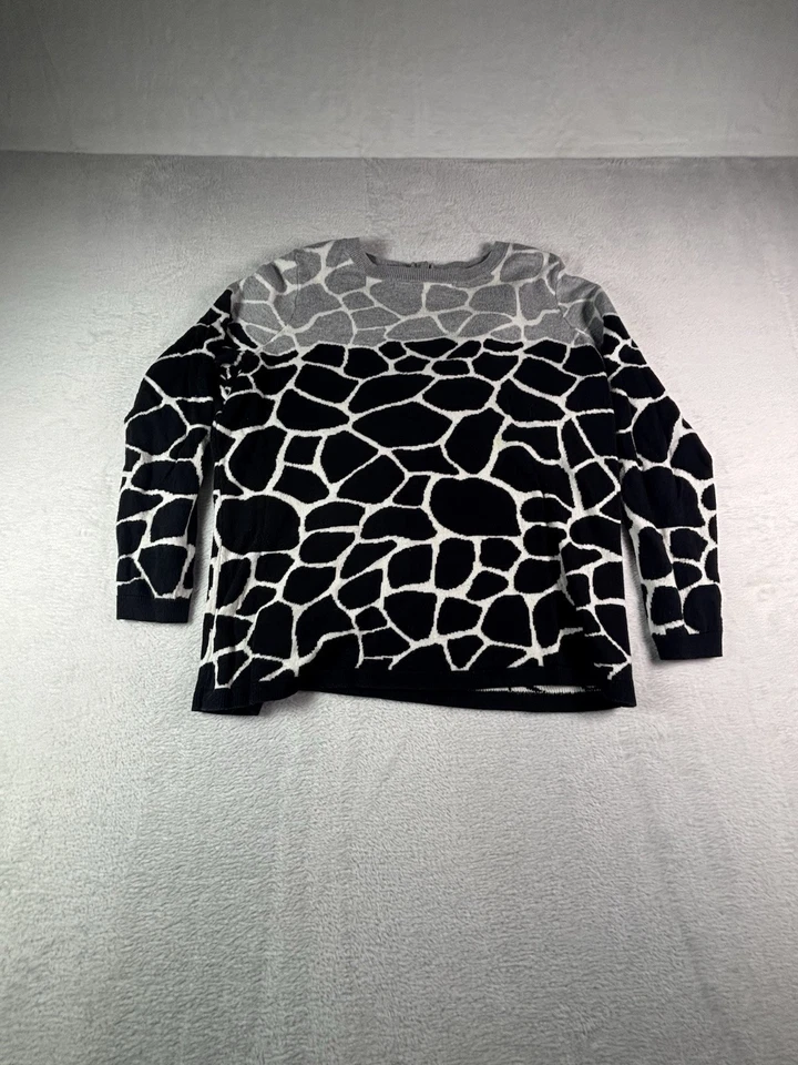 Talbots Woman Sweater Plus Size 1Xp Animal Print Color Block Cotton Rayon Nylon - Image 1 of 4