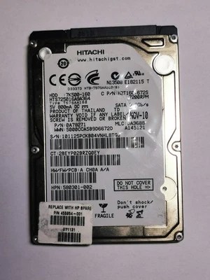 Hitachi Travelstar 7K500 HTS725016A9A364 160GB 7200RPM 2.5" SATA II drive - Image 1 of 3