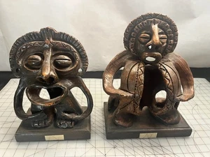Paar alte primitive Skulpturen ~ Antonio Graterol ~ venezolanischer Künstler - Bild 1 von 11