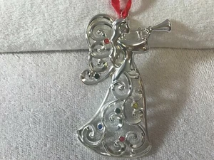 Lenox silverplate christmas ornament angel blowing trumpet jewels EX3137 - Picture 1 of 4