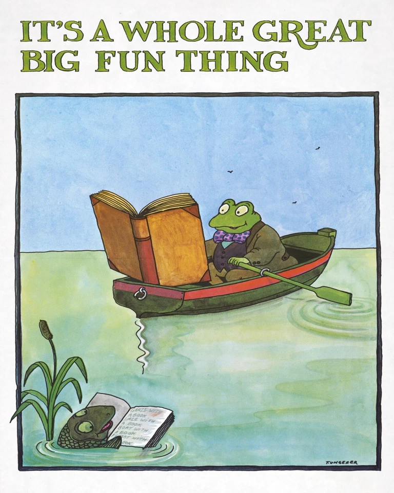 11962.Decoration Poster.Room wall.Home interior design art.Frog reading.Library - Image 1 of 1