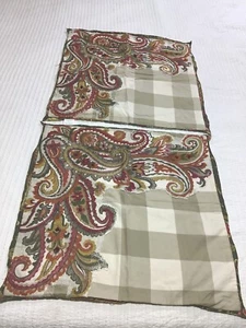 Pottery Barn 2 Floral Paisley Checked Cotton Linen Euro 24” Pillow Covers - Picture 1 of 8