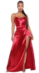 Sweet Satin Maxi Dress - Burgandy - Size Small- Prom in style- New - Picture 1 of 4