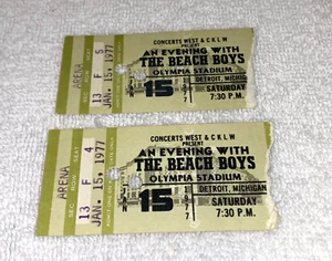 THE BEACH BOYS 1977 CONCERT TICKET OLYMPIA STADIUM DETROIT BRIAN WILSON Ephemera - Picture 1 of 7