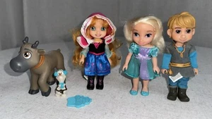 Rare HTF Disney Frozen Petite Doll Set Anna Elsa Kristoff Sven LOT - Picture 1 of 10