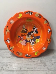 VTG 1996 LOONEY TUNES Trick or Treat Bowl Halloween Candy Plastic Orange - Picture 1 of 4
