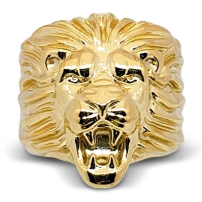 Solid 18K Yellow Gold Mens Lion Ring XXL Heavy Size 5 - 15 - Image 1 of 4