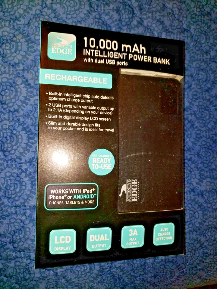 Journey's Edge 10 000mah Intelligent Power Bank With Dual USB Ports Rechargeable