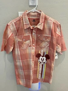 NWT Disney Parks Disneyland Mickey Mouse 1955 Plaid Button Up Shirt SZ S - Picture 1 of 2
