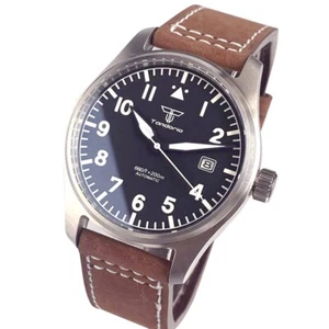 Military 39mm Tandorio Black White Dial Sapphire 8215 PT5000 Automatic Men Watch - Picture 1 of 16