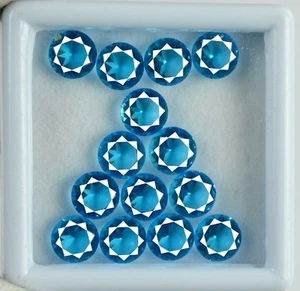 Best Deals 14 Ct Round Blue Apatite Gemstone 14 Pcs Lot Natural Certified SQ48 - Bild 1 von 5