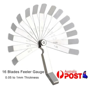 Stainless 16 Blades Feeler Gauge Metric Gap Filler 0.05 To 1 mm Thickness Curved - Picture 1 of 12