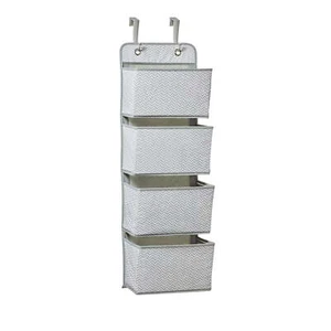 Parent's Choice 4 Pocket Nursery Hanging Organizer, Gray and White - Picture 1 of 5