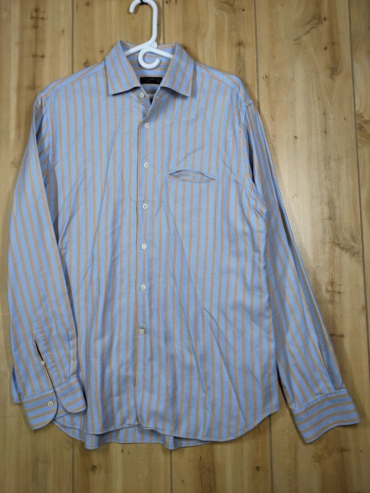 Camisa de Vestir Corneliani ID Collection Algodón Rayas Para Hombre 17.5 44 Hecha en Italia Foto 1 de 4