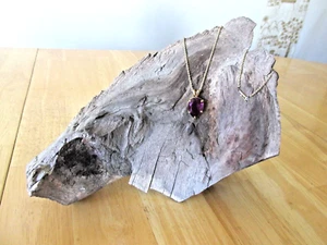Vintage Estate Amethyst Pear Teardrop Pendant on a 14k Gold Rope Chain Necklace - Picture 1 of 11