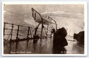 1910s WWI Navy RPPC - Quarter-Deck Seas - USS Vermont (N. Moser NY) UNP Postcard - Imagen 1 de 3